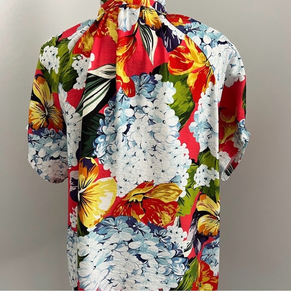 Women’s floral ruffled shirt neckline ruffle by Boho Chic size large - Picture 2 of 8